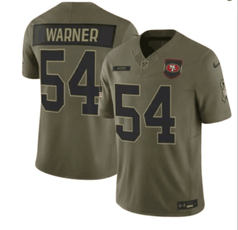 Men NFL San Francisco 49ers #54 Warner green salute service 2025 Nike jersey->kansas city chiefs->NFL Jersey